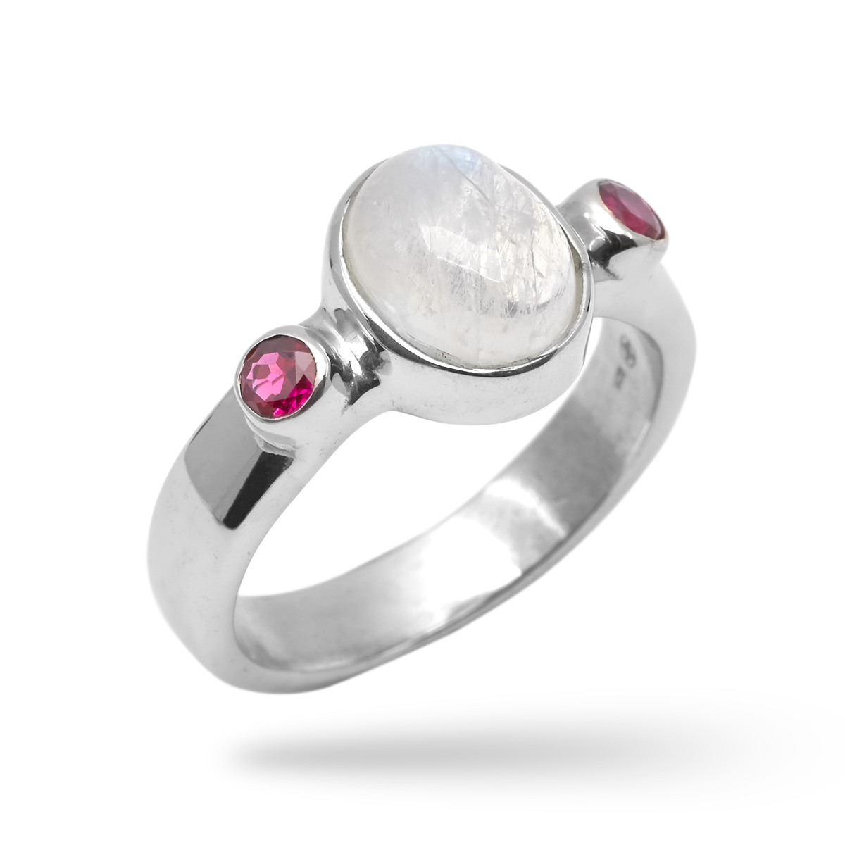 Bague grenat, pierre de lune argent Luna